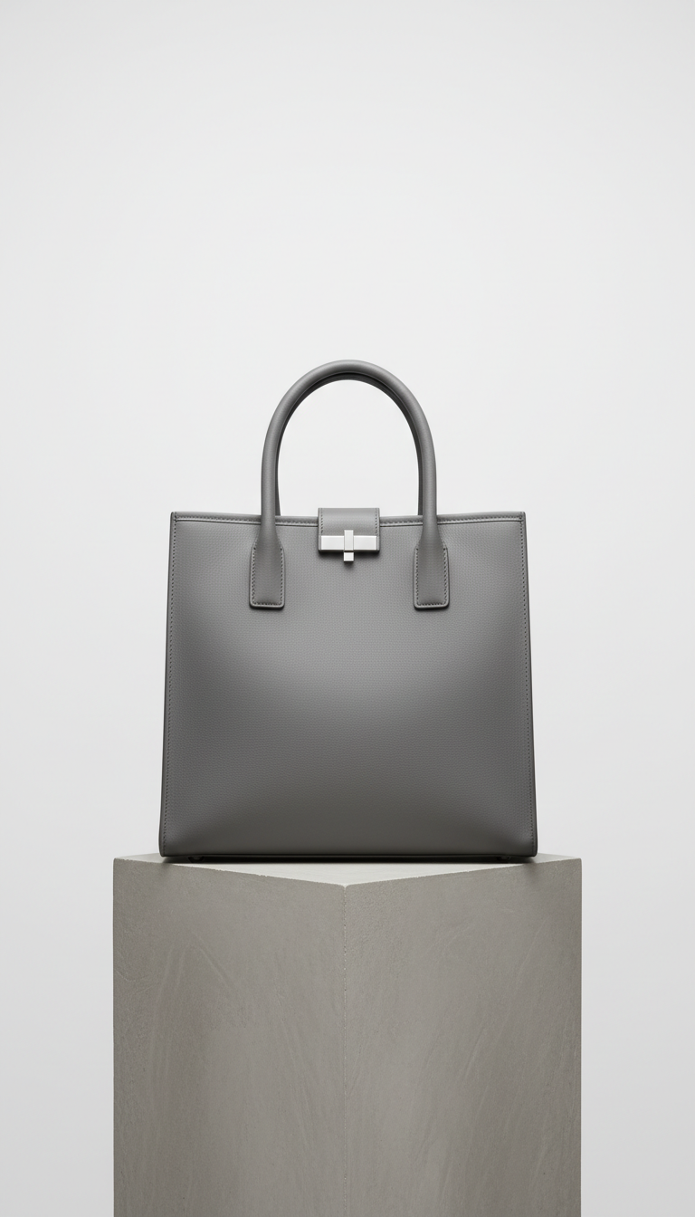 Steel grey structured tote